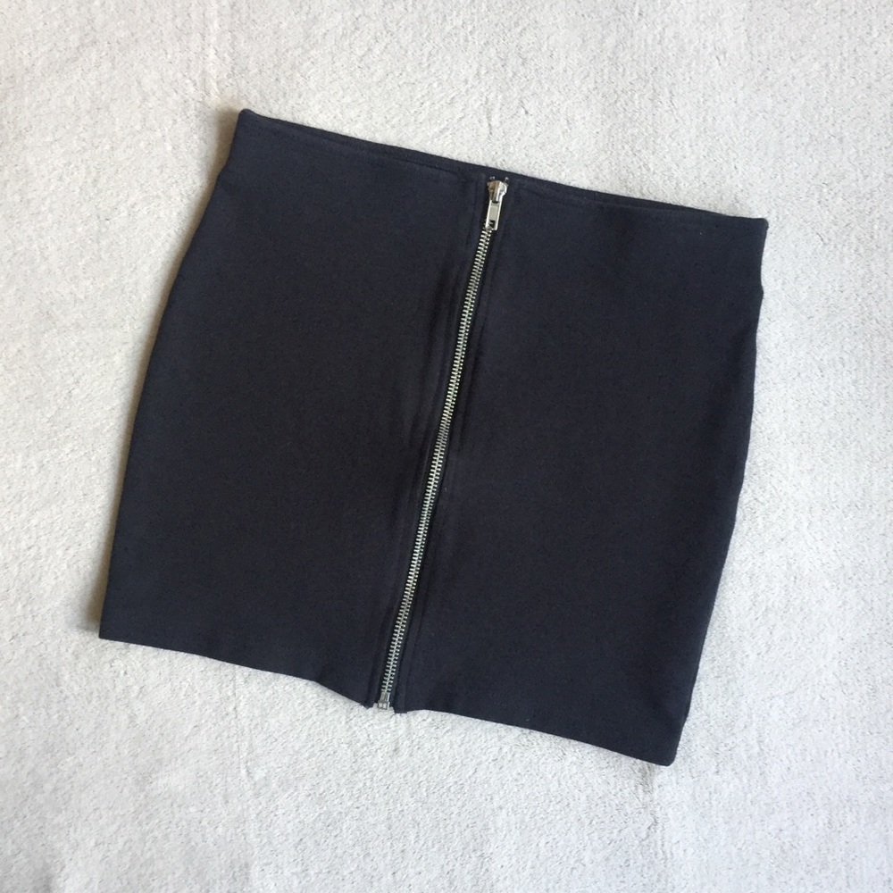 Zipper Front Mini Skirt